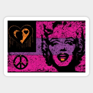 LOVE PEACE MARILYN FLAG Distressed Version Magnet